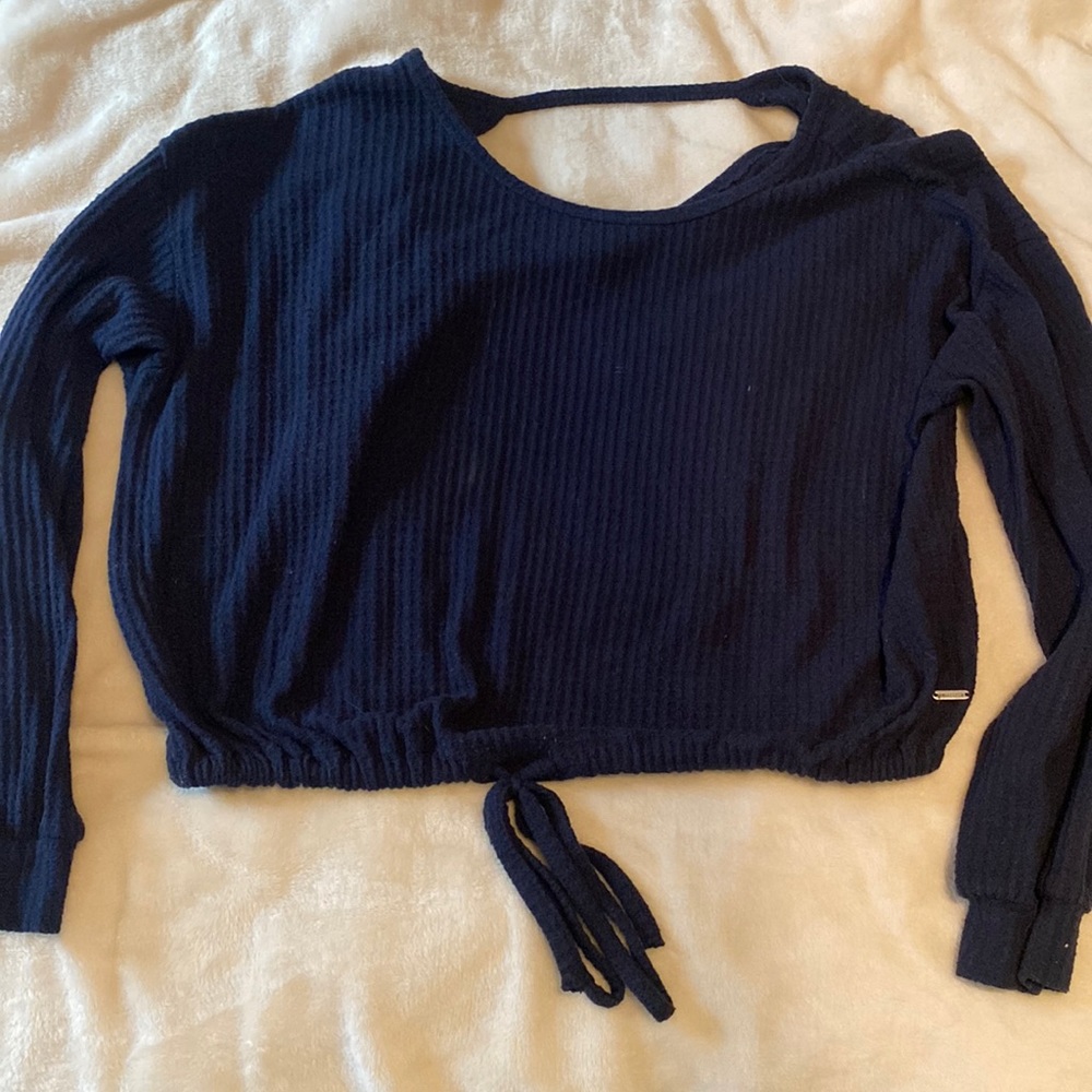 Long Sleeve Medium Blue Hollister Waffle Top